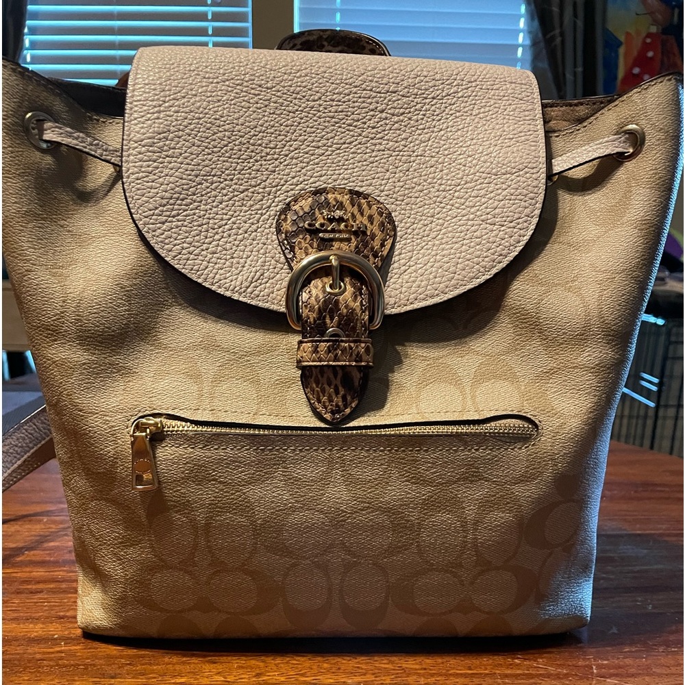 Coach brown beige backpack. Great condition